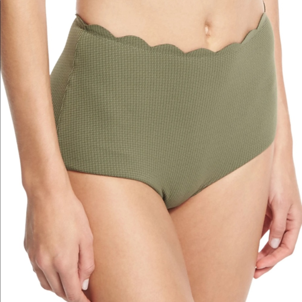 Like new Marysia High Waisted Scalloped Santa Monica Bikini Bottoms in Olive